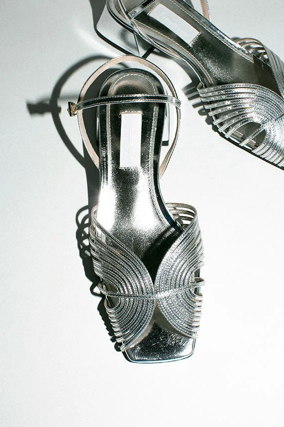 70's Silver Strappy Sandal