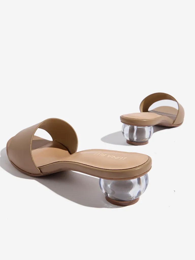 LUNA BLU Taupe Solid Heel Sandals