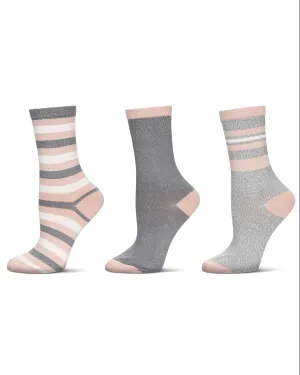 Women's 3 Pack Multi-Stripe Buttersoft Crew Socks