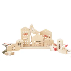 Wooden Lacing Toy Set - Natural Colors by Babai